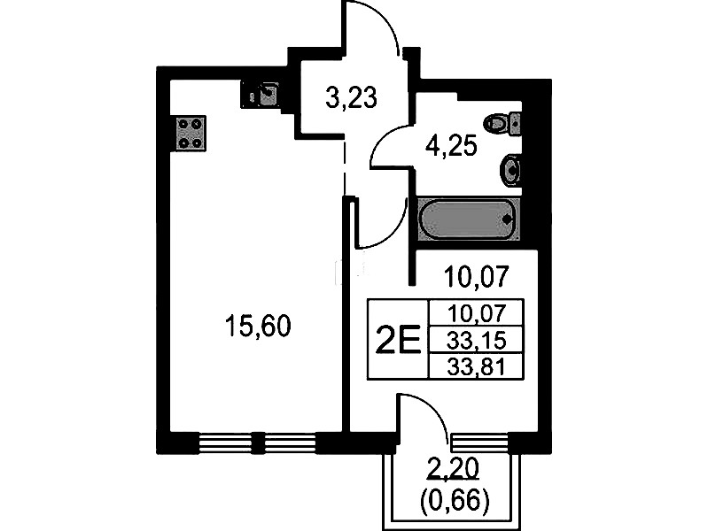 1-комнатная квартира 33.81 м², 4/15 эт., ЖК «Невская Долина»